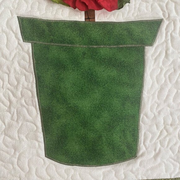 Christmas Quilted Wall Hanging 3D Red Flower Topiary Green Pot Robin Rothstein - Picture 3 of 5